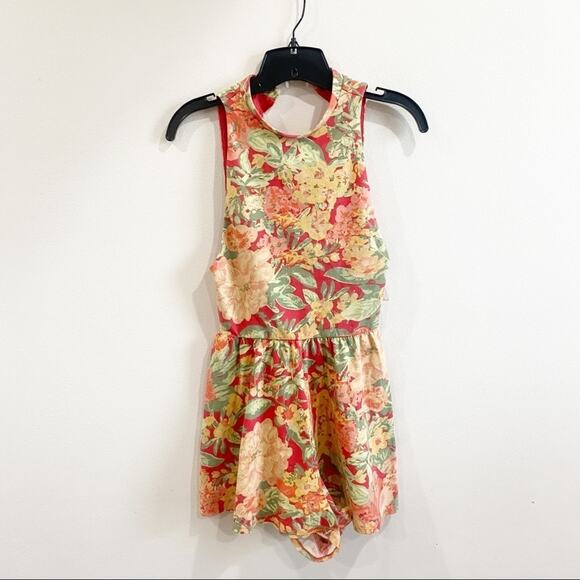 Kimchi Blue Rebecca Coral Floral Sleeveless High Neck Romper NWOT Sz S - Picture 3 of 13